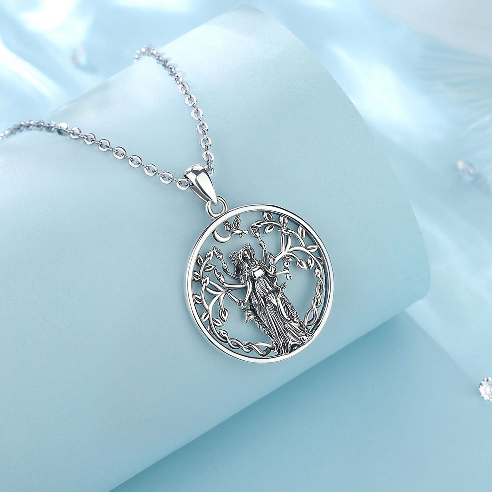 collier argent amulette triple déesse | Sorcière Moderne