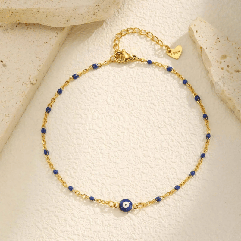 Bracelet de cheville mauvais oeil bleu | Sorcière Moderne
