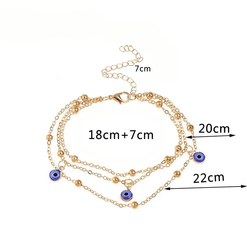 Bracelets chaînes cheville mauvais œil