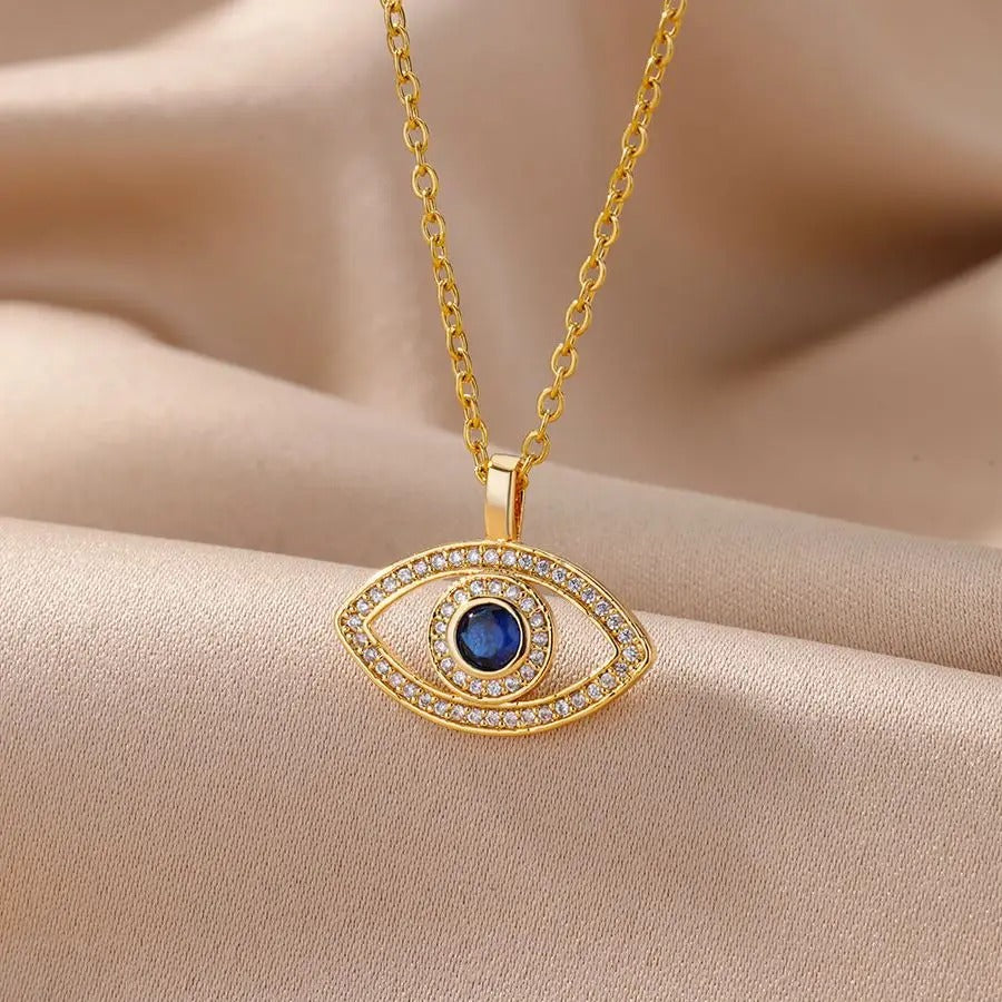 Collier mauvais oeil élégant or | Sorcière Moderne