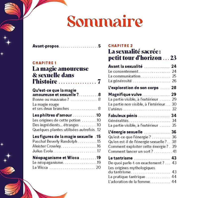 sommaire livre magie amoureuse | Sorcière Moderne