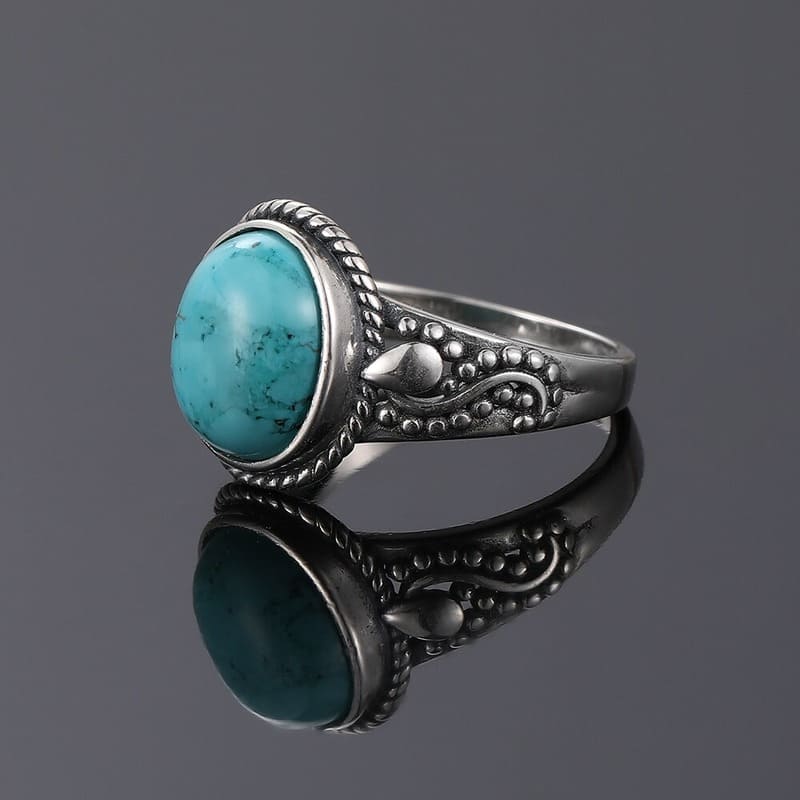 bague wicca en argent et pierre de turquoise