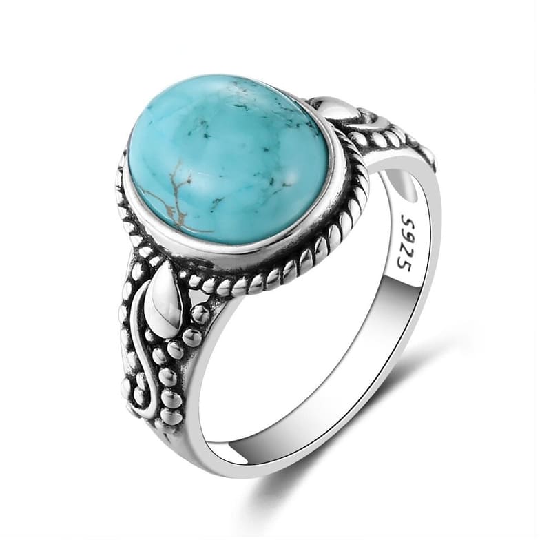 bague ésotérique en argent et turquoise