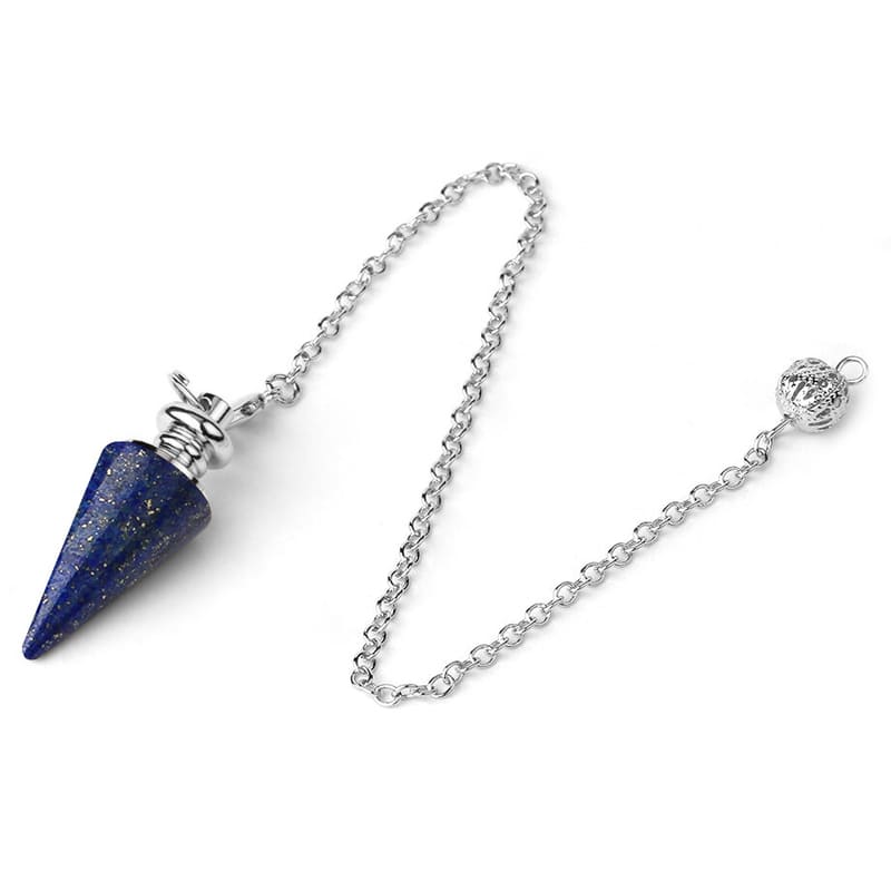 Pendule divinatoire en Lapis Lazuli avec sa chaîne en acier inoxydable