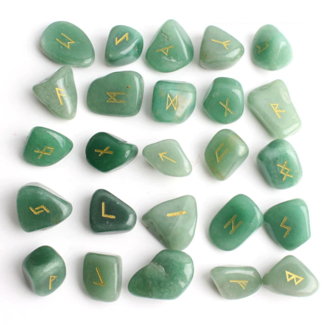 rune divinatoire en aventurine verte